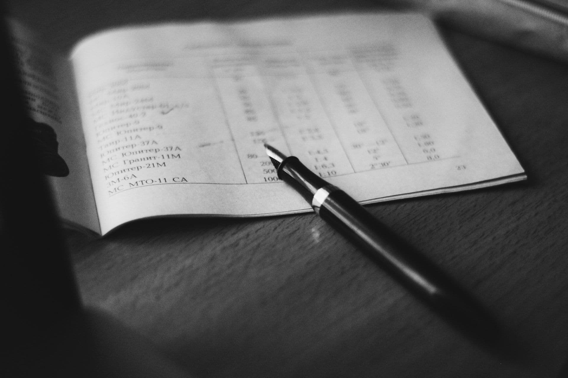 Accounting workbook on desk