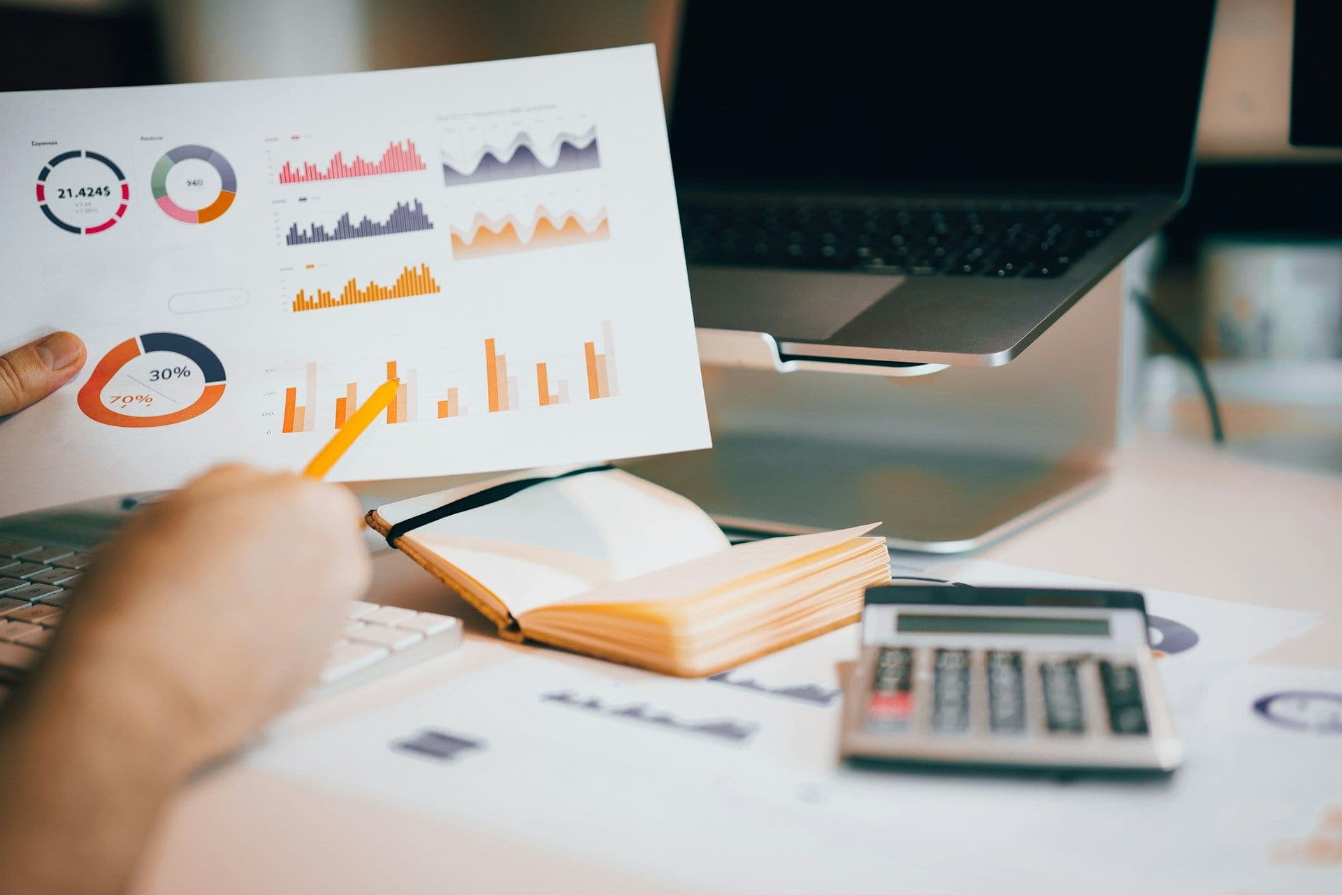 Bottom-line numbers on a financial report