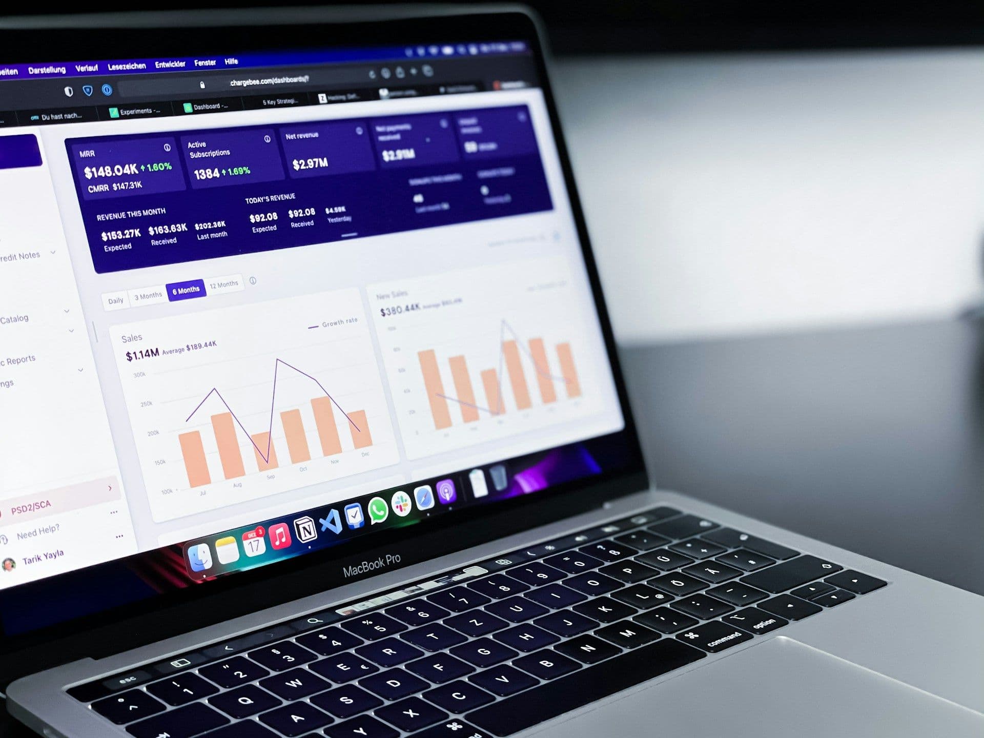 Recurring revenue metrics on a dashboard